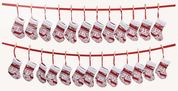Adventskalender Socken Rot-Weiß